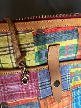 Dooney and Bourke canvas and leather patchwork crossbody